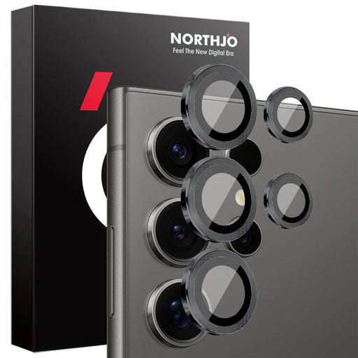 NORTHJO 1 Set For Samsung Galaxy S25 Ultra Tempered Glass Camera Lens Film CD Veins Metal Ring Lens Guard - Black - 1