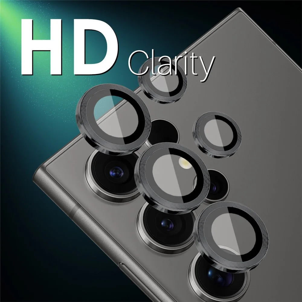 NORTHJO 1 Set For Samsung Galaxy S25 Ultra Tempered Glass Camera Lens Film CD Veins Metal Ring Lens Guard - Black - 2