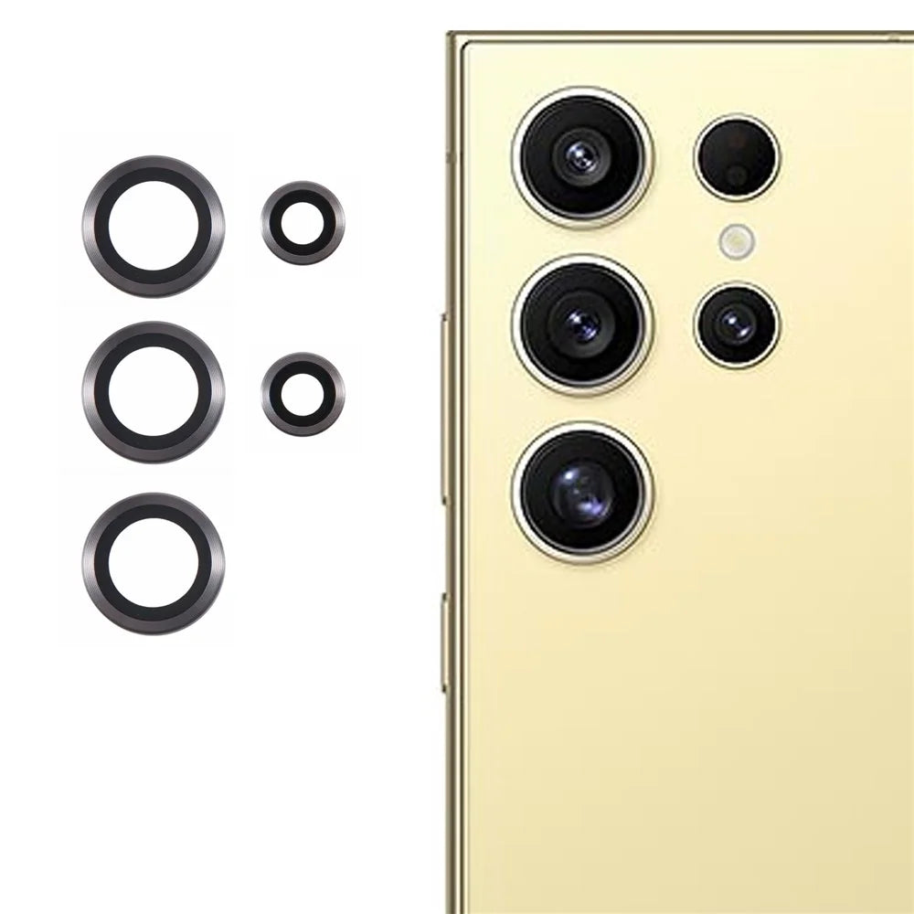 For Samsung Galaxy S25 Ultra Camera Lens Protector Set Electroplating Metal + Tempered Glass Individual Lens Film - Titanium Grey - 1