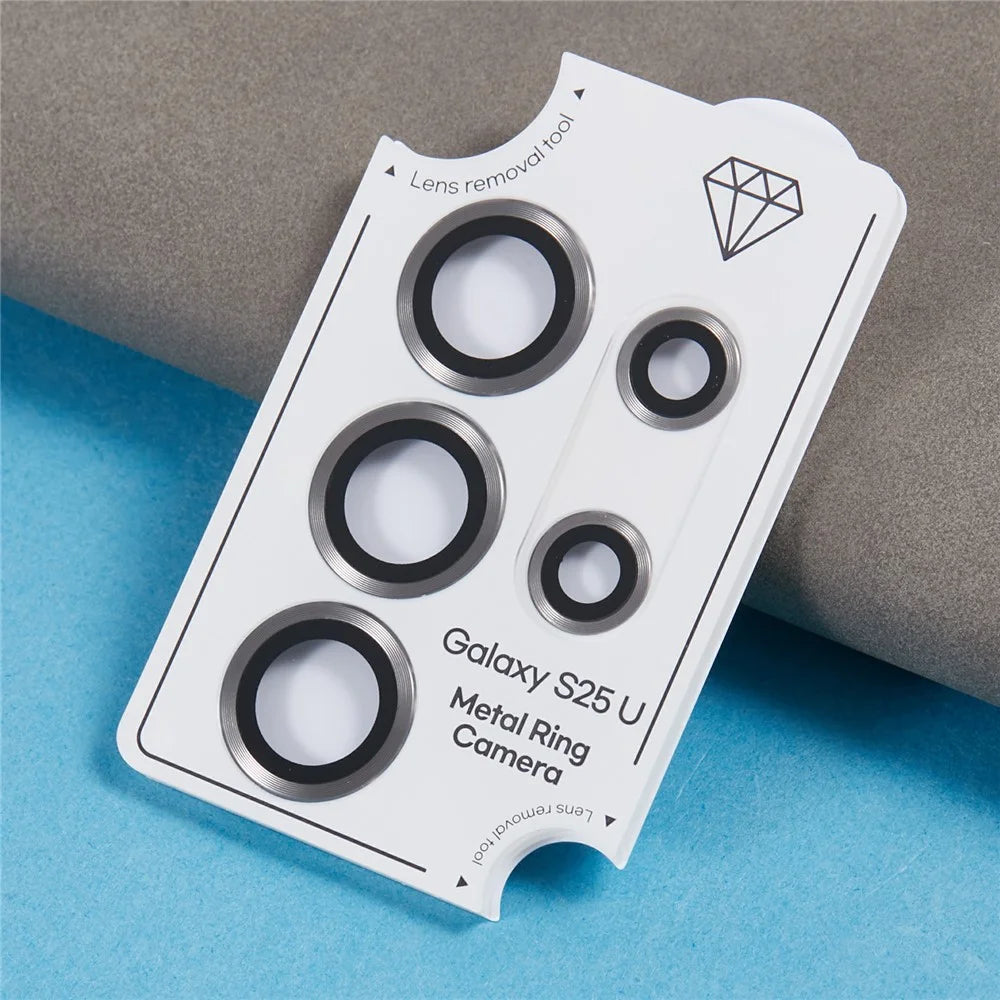 For Samsung Galaxy S25 Ultra Camera Lens Protector Set Electroplating Metal + Tempered Glass Individual Lens Film - Titanium Grey - 5