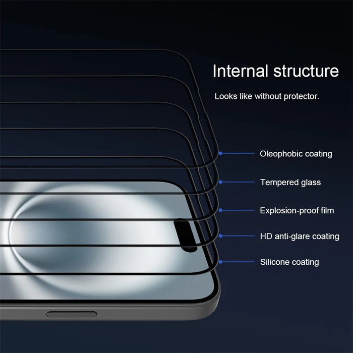 NILLKIN 3D CP+MAX For iPhone 16 Plus Screen Protector Full Coverage Anti Explosion AGC Glass Film - 7