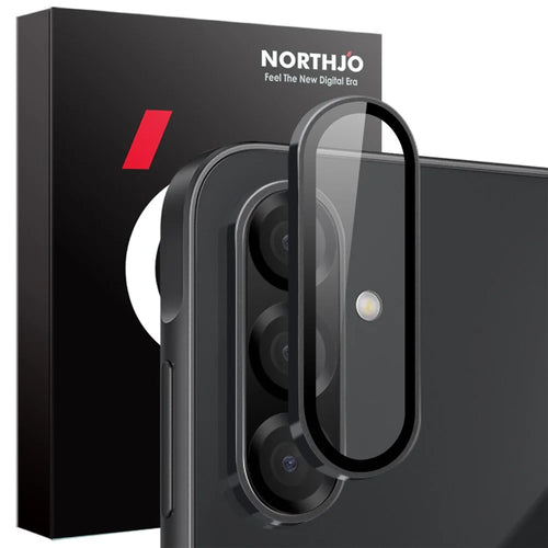 NORTHJO 1 Set For Samsung Galaxy A36 5G Tempered Glass Camera Lens Film CD Veins Metal Ring Lens Guard - Black - 1
