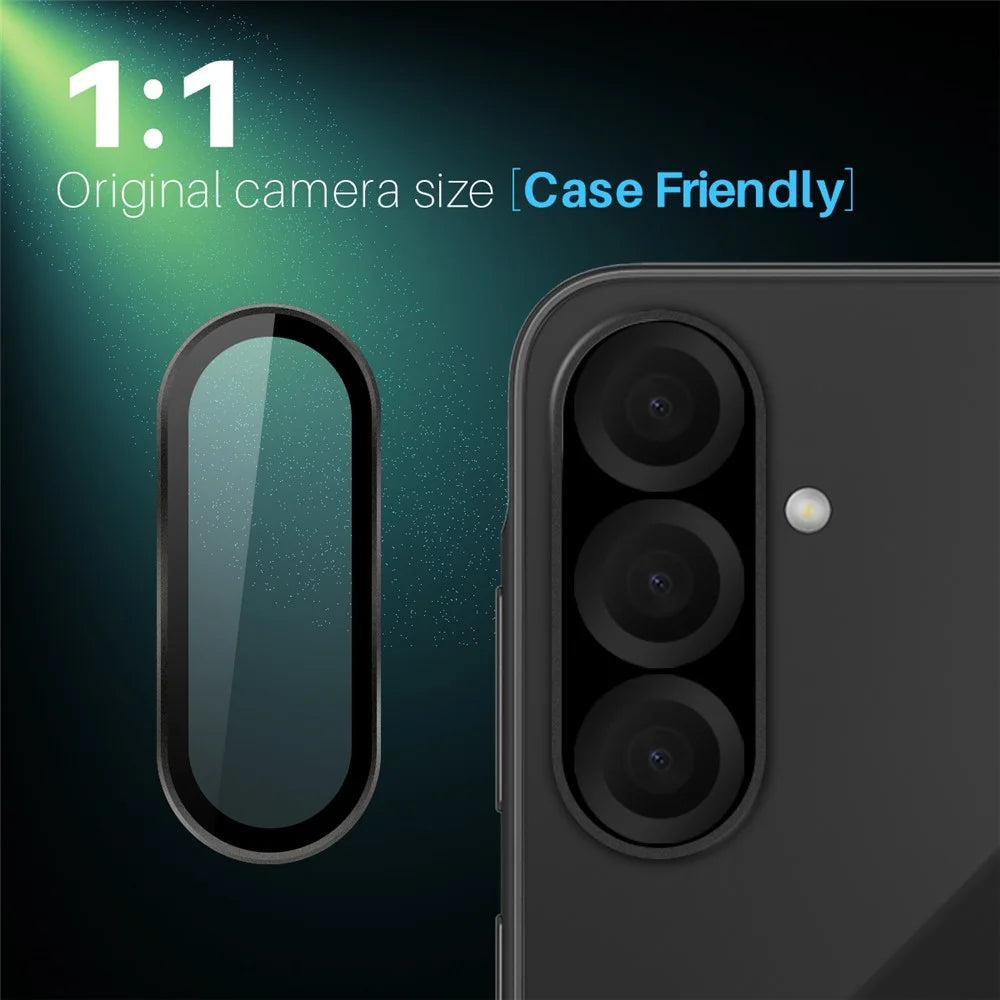 NORTHJO 1 Set For Samsung Galaxy A36 5G Tempered Glass Camera Lens Film CD Veins Metal Ring Lens Guard - Black - 3