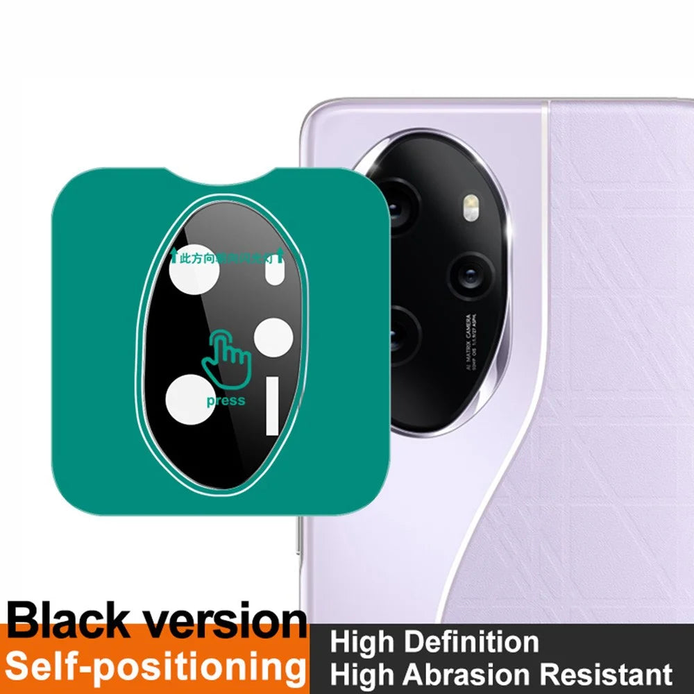 IMAK For Honor 100 Pro 5G Tempered Glass Camera Lens Protector with Self-Positioning Frame (Black Version) - 3