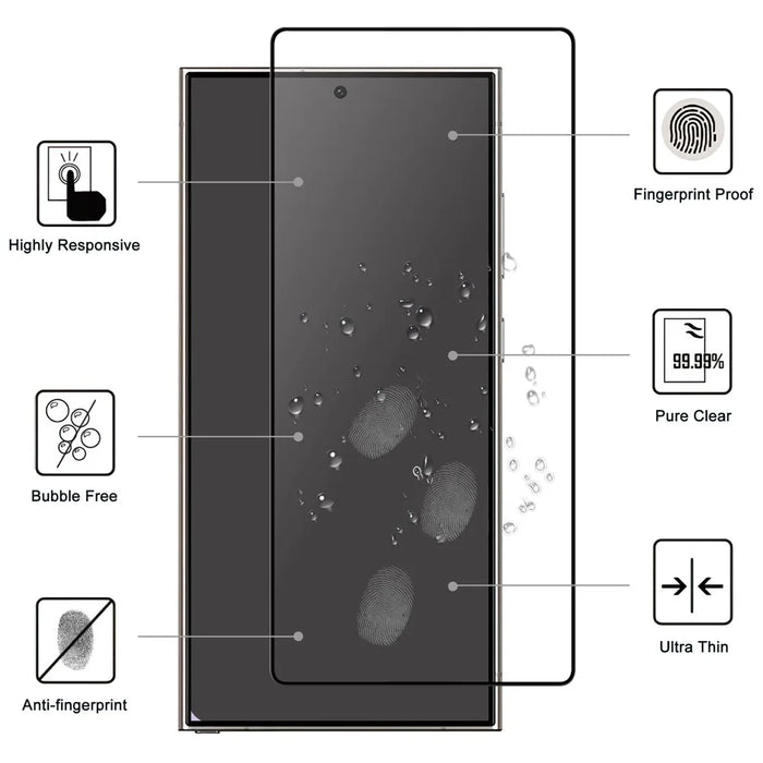 For Samsung Galaxy S25 Ultra AGC Tempered Glass with Black Edge Full Glue Full Coverage Screen Protector - 2