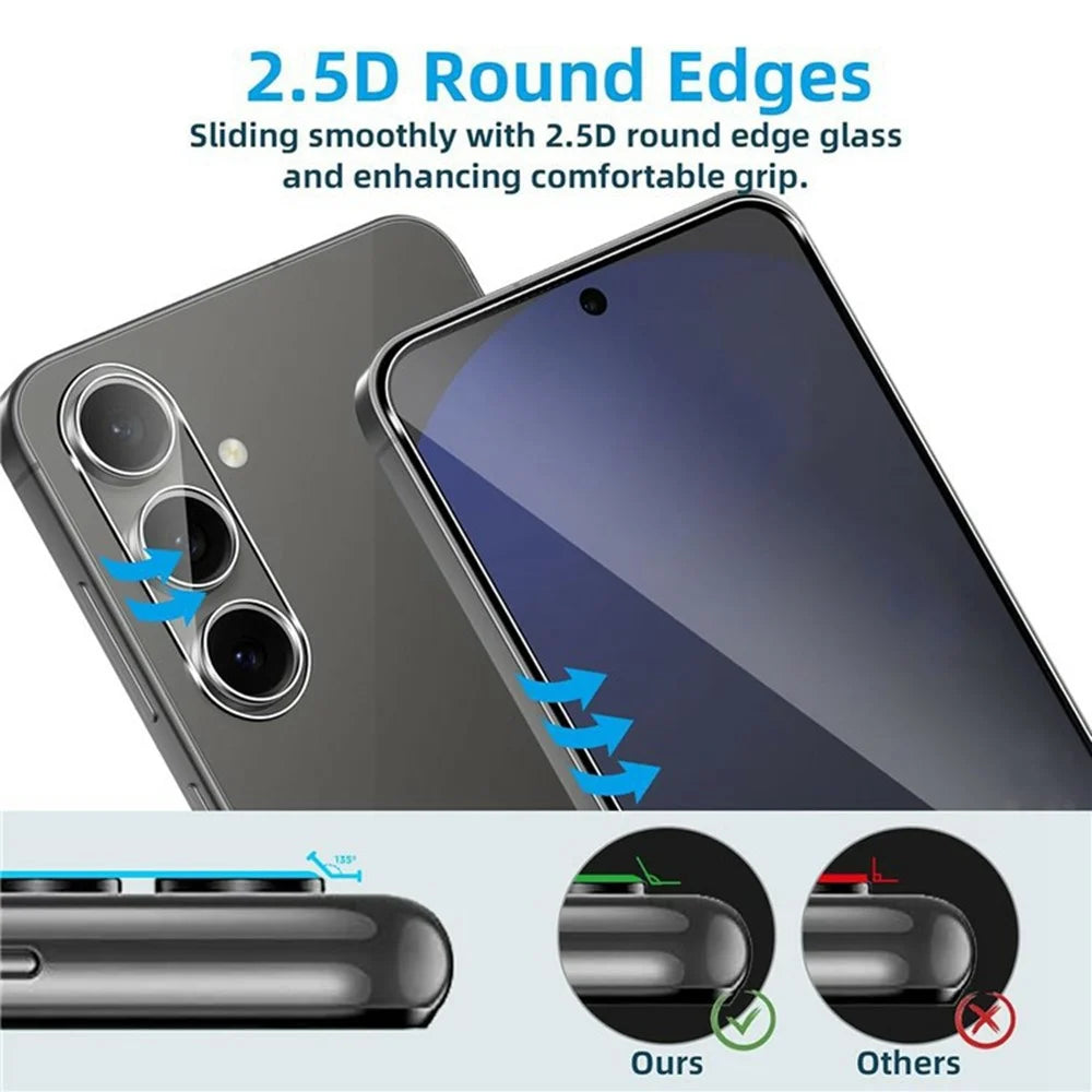 2Pcs For Samsung Galaxy A26 5G Screen Protector 2.5D Arc Edge High Clarity Tempered Glass Film with Camera Lens Film - 5