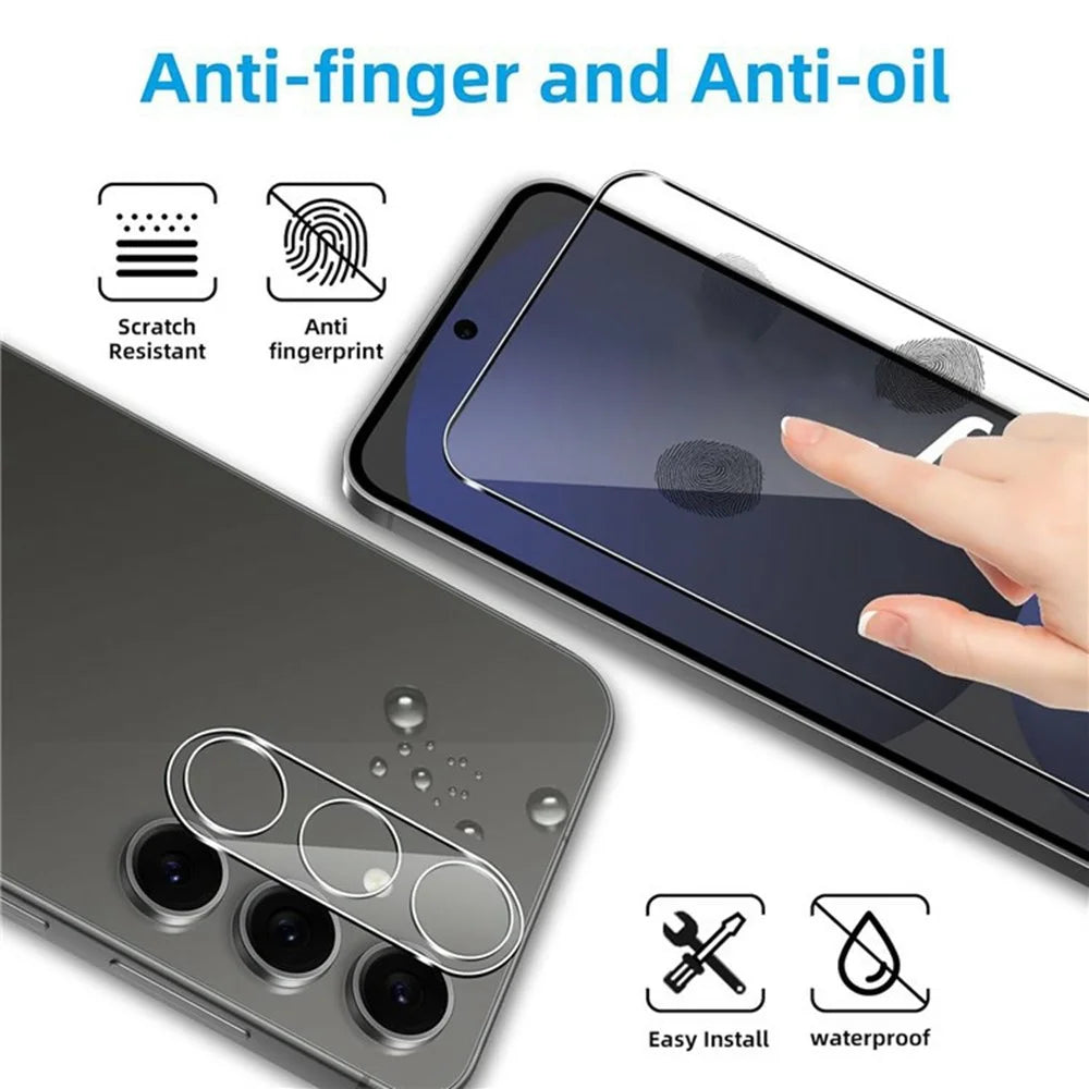 2Pcs For Samsung Galaxy A56 5G Screen Protector 2.5D Arc Edge High Clarity Tempered Glass Film with Camera Lens Film - 4