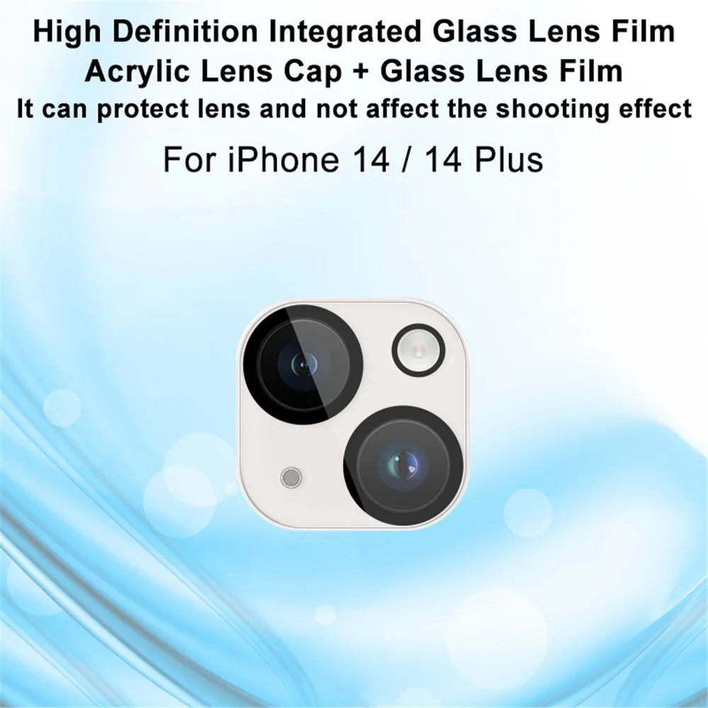 IMAK For iPhone 14 / 14 Plus Tempered Glass Camera Lens Protector + Acrylic Lens Cap Anti-Scratch Len Film - 2