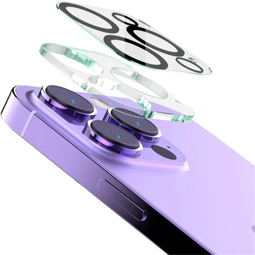 IMAK Anti-scratch Lens Protector for iPhone 14 Pro / 14 Pro Max, Tempered Glass Camera Lens Film + Acrylic Lens Cap - 1