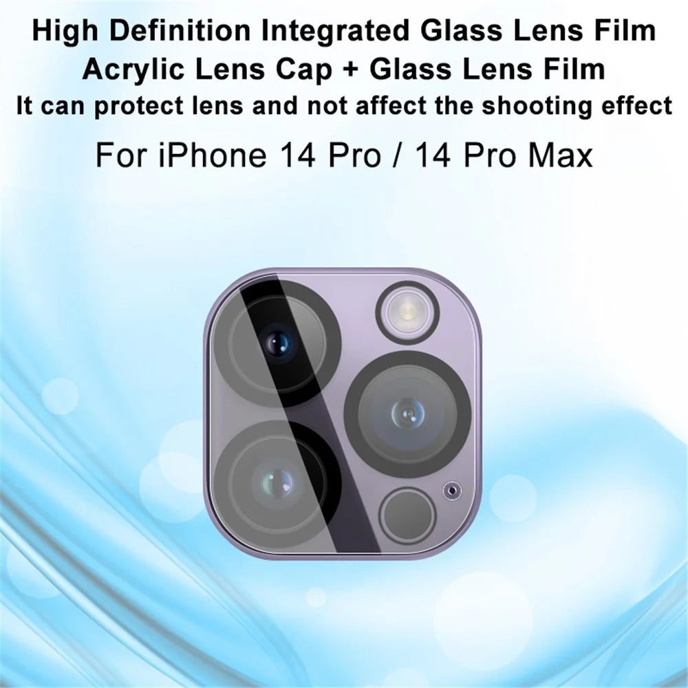 IMAK Anti-scratch Lens Protector for iPhone 14 Pro / 14 Pro Max, Tempered Glass Camera Lens Film + Acrylic Lens Cap - 2