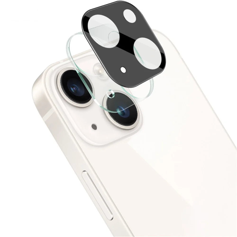 IMAK Tempered Glass Lens Protector + Acrylic Lens Cap for iPhone 14 / 14 Plus, Anti-abrasion Camera Lens Film (Black Version) - 1
