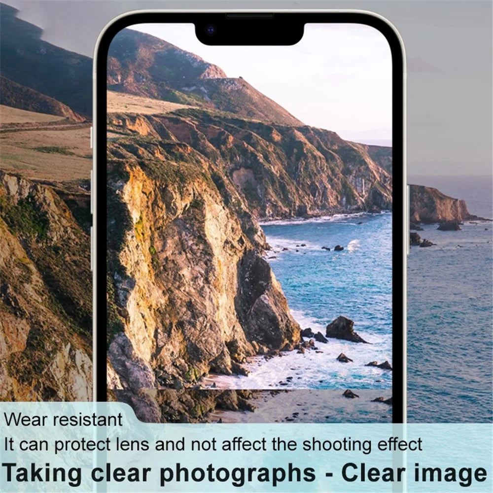 IMAK Tempered Glass Lens Protector + Acrylic Lens Cap for iPhone 14 / 14 Plus, Anti-abrasion Camera Lens Film (Black Version) - 3