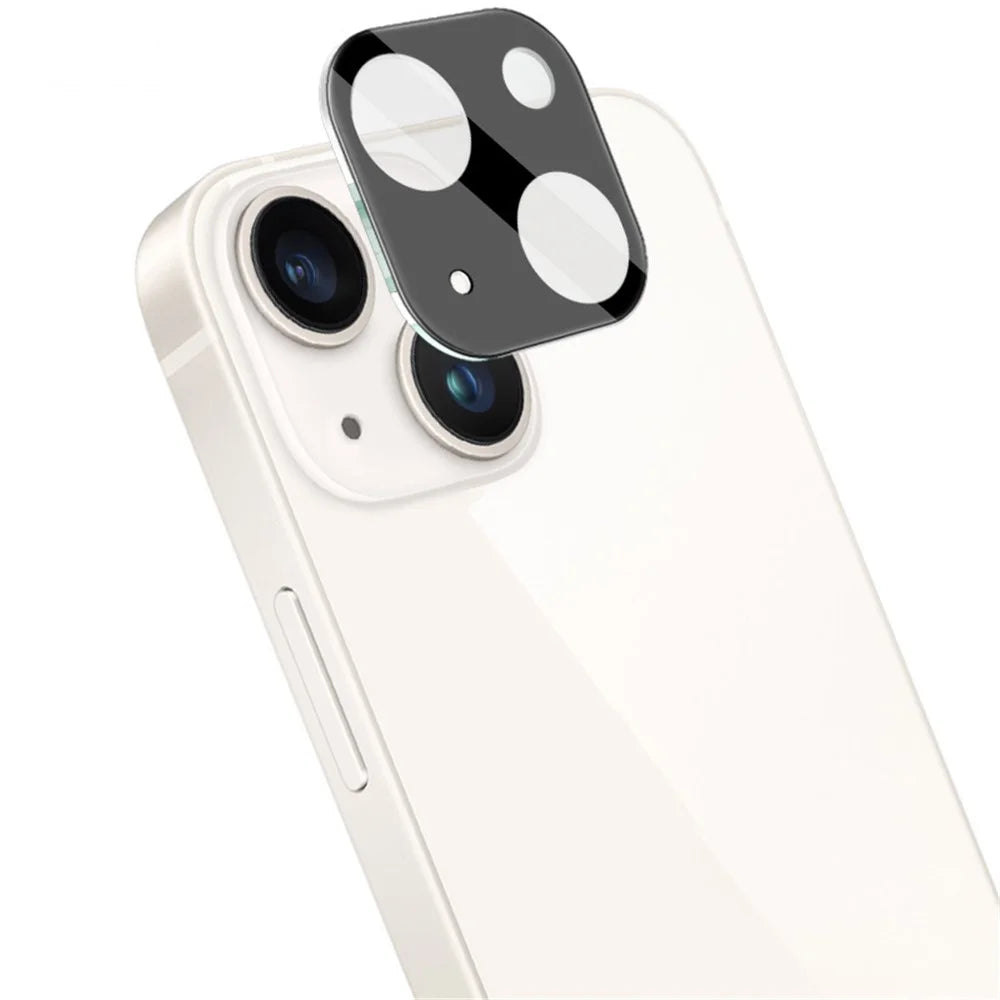 IMAK Tempered Glass Lens Protector + Acrylic Lens Cap for iPhone 14 / 14 Plus, Anti-abrasion Camera Lens Film (Black Version) - 4