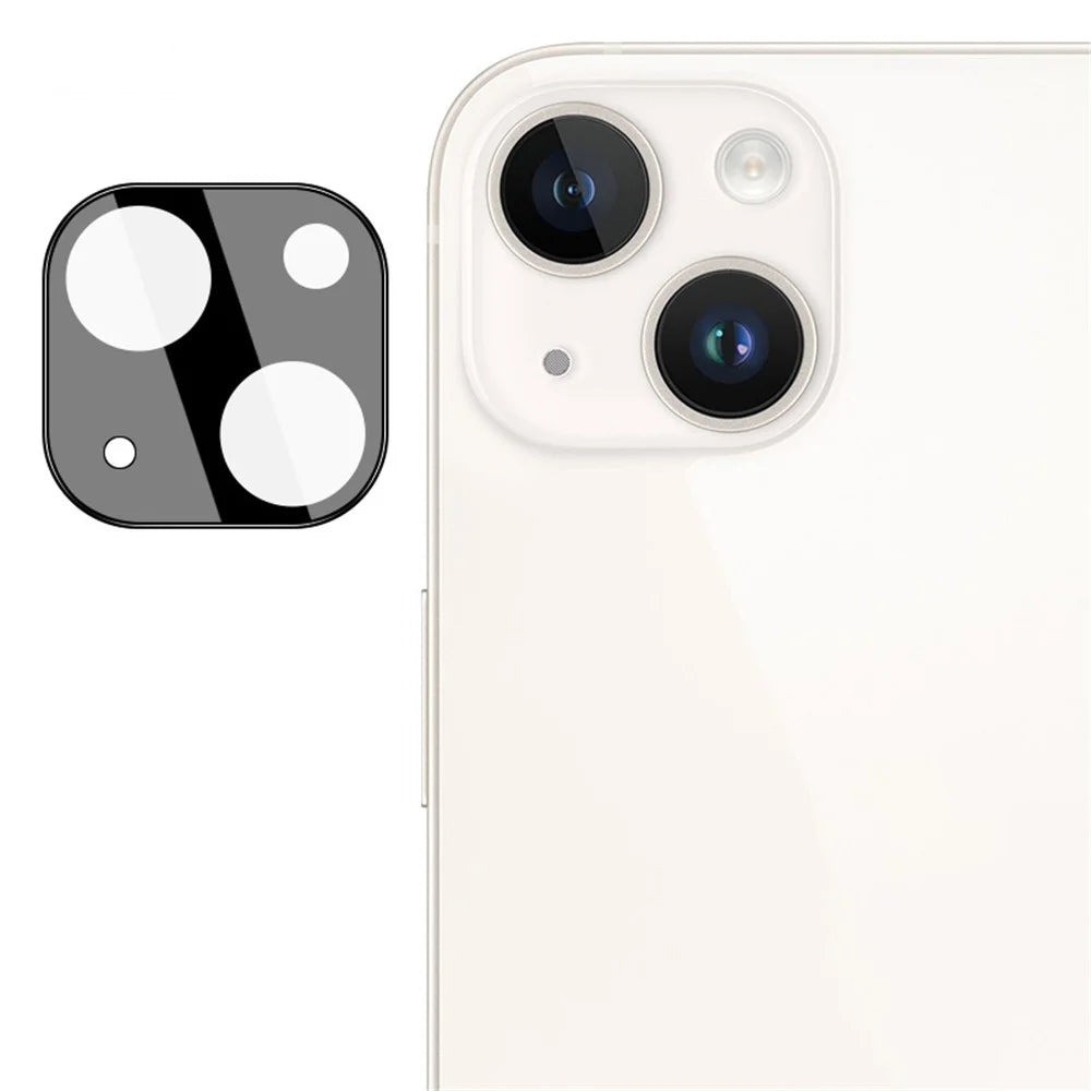 IMAK Tempered Glass Lens Protector + Acrylic Lens Cap for iPhone 14 / 14 Plus, Anti-abrasion Camera Lens Film (Black Version) - 5
