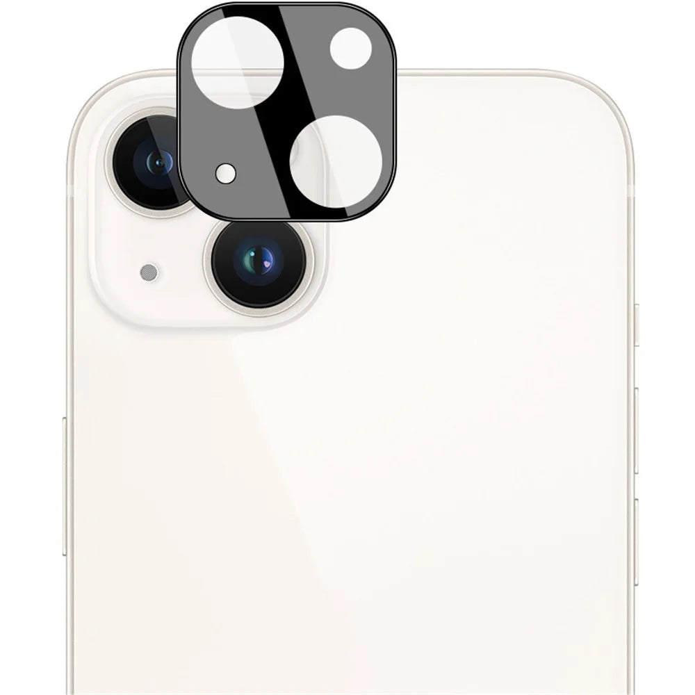 IMAK Tempered Glass Lens Protector + Acrylic Lens Cap for iPhone 14 / 14 Plus, Anti-abrasion Camera Lens Film (Black Version) - 6