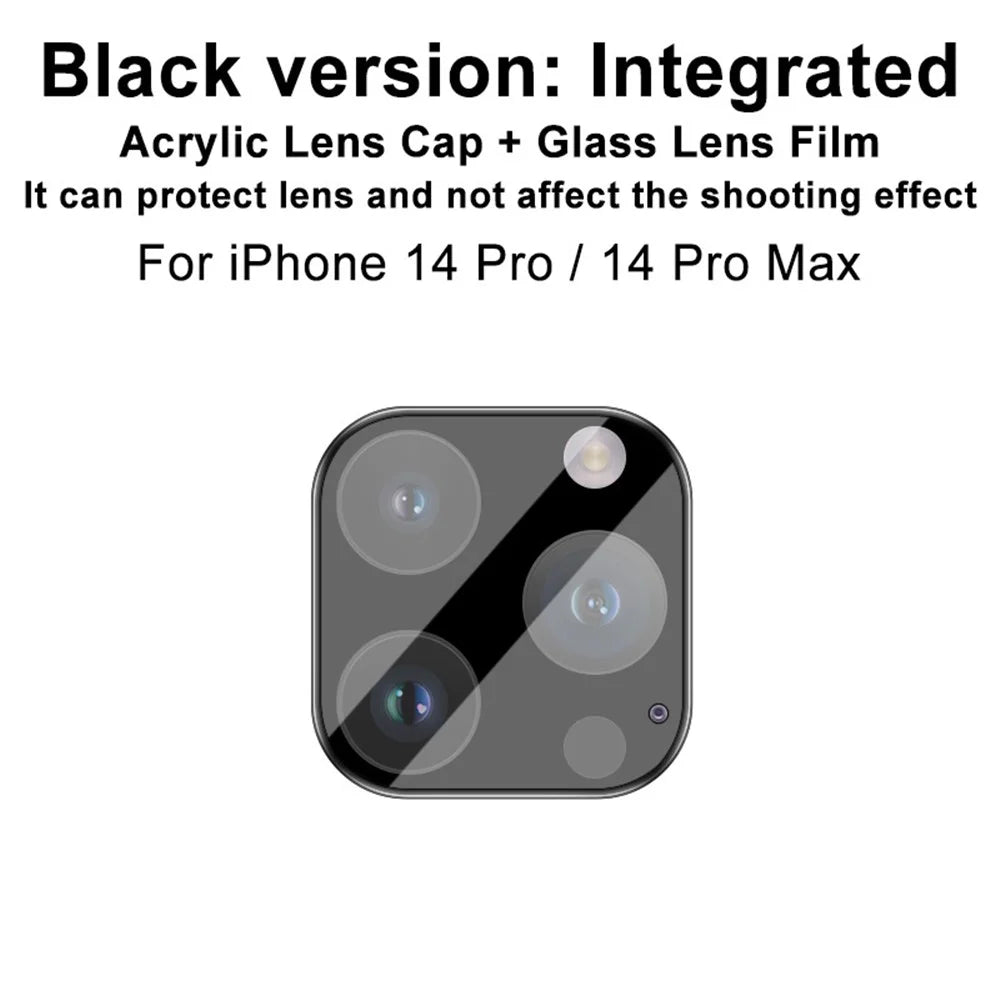 IMAK For iPhone 14 Pro / 14 Pro Max Tempered Glass Lens Film + Acrylic Lens Cap Anti-scratch Camera Lens Protector (Black Version) - 2