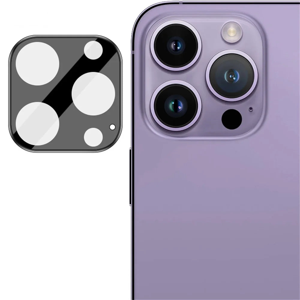 IMAK For iPhone 14 Pro / 14 Pro Max Tempered Glass Lens Film + Acrylic Lens Cap Anti-scratch Camera Lens Protector (Black Version) - 5