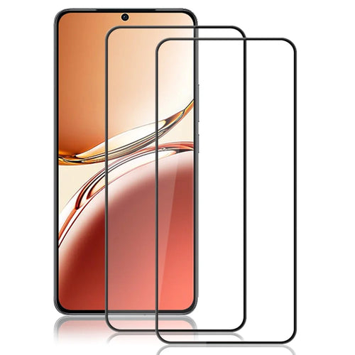 AMORUS 2Pcs For Oppo Reno12 F 4G / 5G Screen Protector Shatterproof Silk Printing Tempered Glass Film - Black - 1