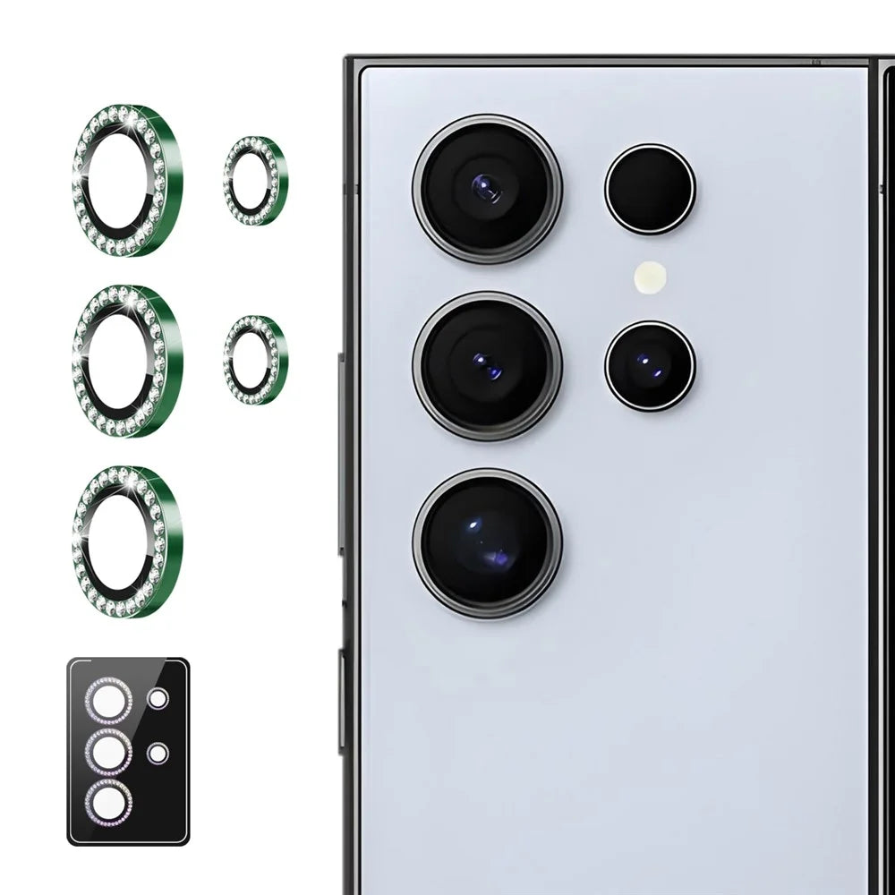 ENKAY HAT PRINCE For Samsung Galaxy S23 Ultra Camera Lens Protector   Rhinestone Decor Rear Lens Film - Dark Green - 1