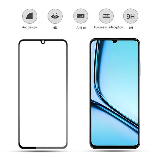 MOCOLO For Realme Note 50 4G Screen Protector Anti-Shatter Silk Printing Tempered Glass Film - Black - 2