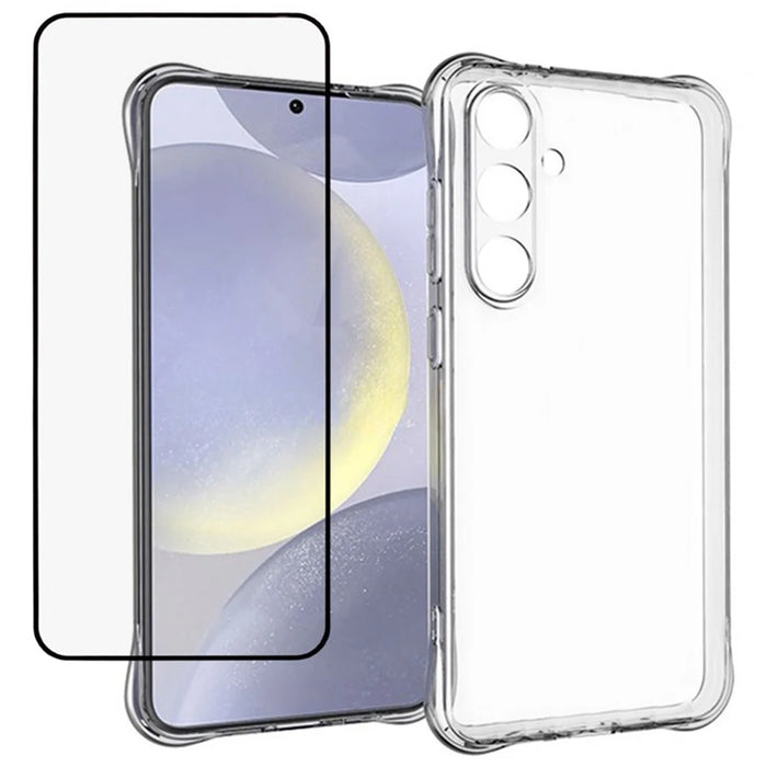 For Samsung Galaxy A56 5G Case 2.0mm TPU Clear Phone Cover with Tempered Glass Screen Protector - 1