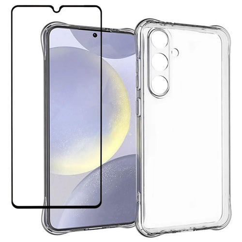 For Samsung Galaxy A26 5G Case 2.0mm TPU Clear Phone Cover with Tempered Glass Screen Protector - 1