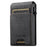 SUTENI Denim Texture PU Leather Card Case Auto Pop Up Card Holder - Black - 1