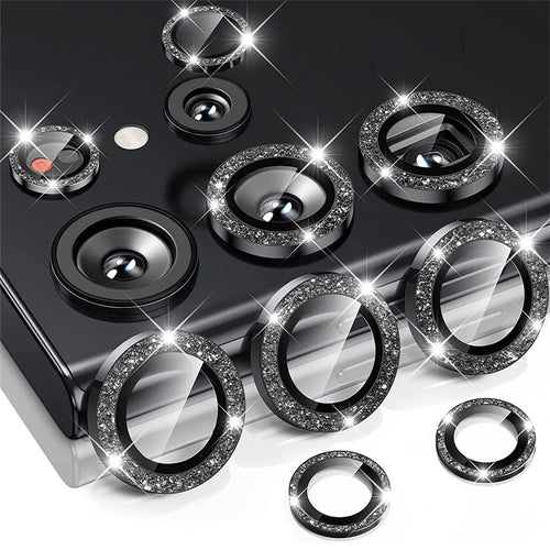 ENKAY HAT PRINCE For Samsung Galaxy S25 Ultra Camera Lens Protector  Glitter Decor Tempered Glass Lens Film - Black - 1