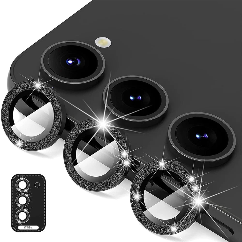 ENKAY HAT PRINCE For Samsung Galaxy S25+ Camera Lens Protector  Glitter Decor Tempered Glass Lens Film - Black - 1