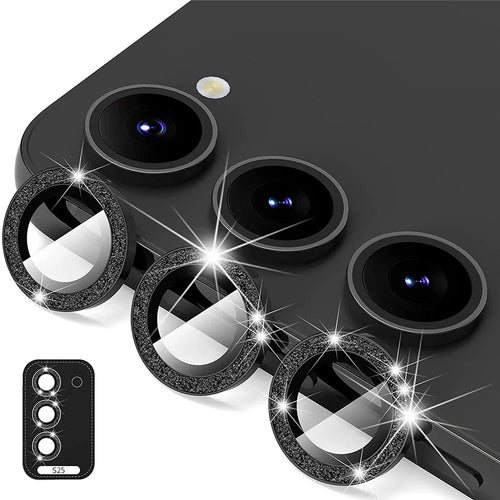 ENKAY HAT PRINCE For Samsung Galaxy S25 Camera Lens Protector  Glitter Decor Tempered Glass Lens Film - Black - 1