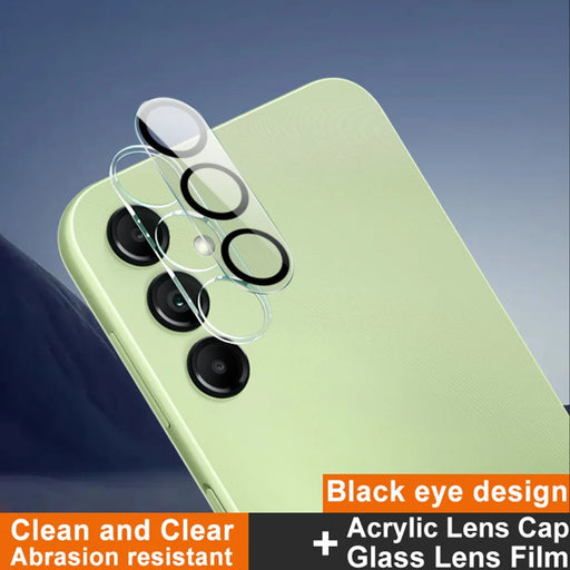 IMAK Tempered Glass Camera Lens Protector For Samsung Galaxy A14 5G  /  4G  /  A34 5G  /  M34 5G  /  F15 5G  /  M15 5G Acrylic Lens Cap (Black Circle Design) - 2