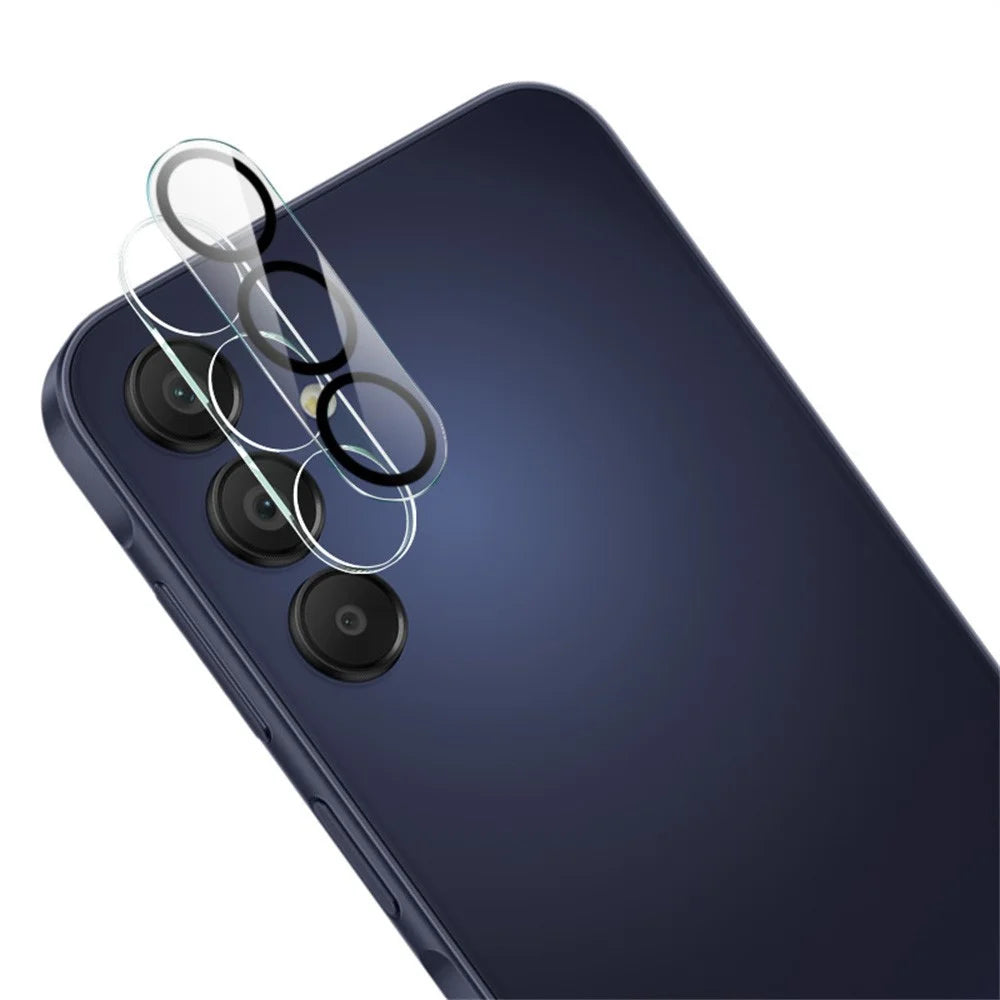 IMAK For Samsung Galaxy A15 5G Tempered Glass Camera Lens Protector + Acrylic Lens Cap (Black Circle Design) - 1