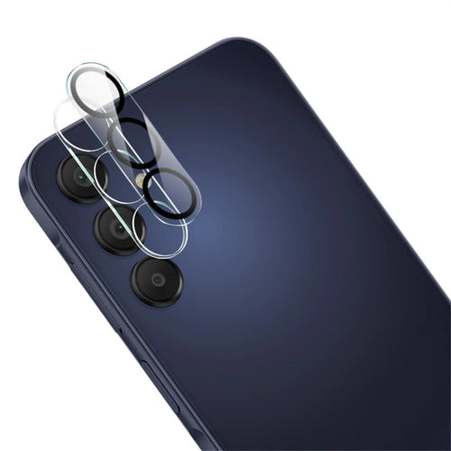 IMAK For Samsung Galaxy A15 5G Tempered Glass Camera Lens Protector + Acrylic Lens Cap (Black Circle Design) - 1