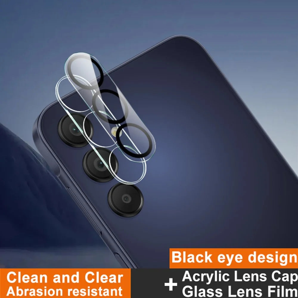 IMAK For Samsung Galaxy A15 5G Tempered Glass Camera Lens Protector + Acrylic Lens Cap (Black Circle Design) - 2