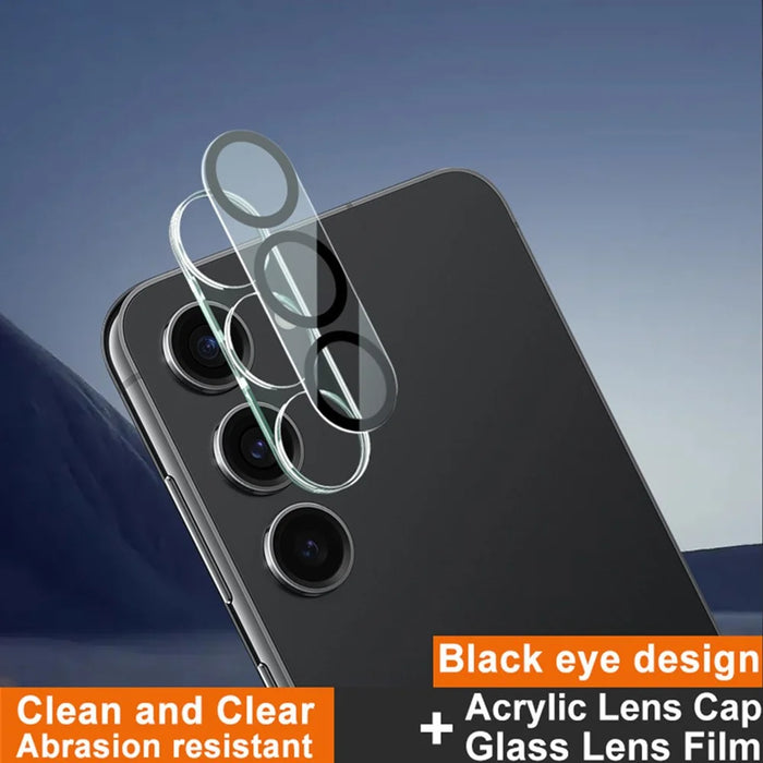 IMAK For Samsung Galaxy S23+ Tempered Glass Camera Lens Protector + Acrylic Lens Cap (Black Circle Design) - 2