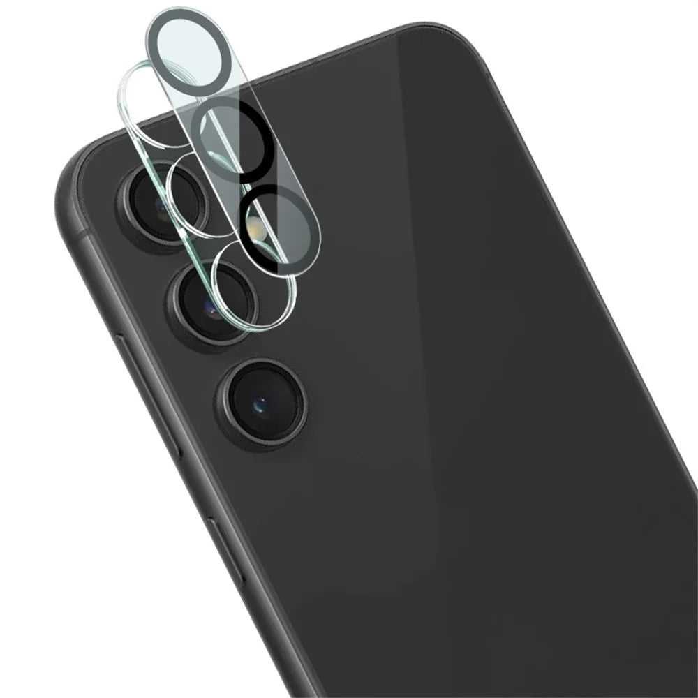 IMAK For Samsung Galaxy S23 FE Tempered Glass Camera Lens Protector + Acrylic Lens Cap (Black Circle Design) - 1