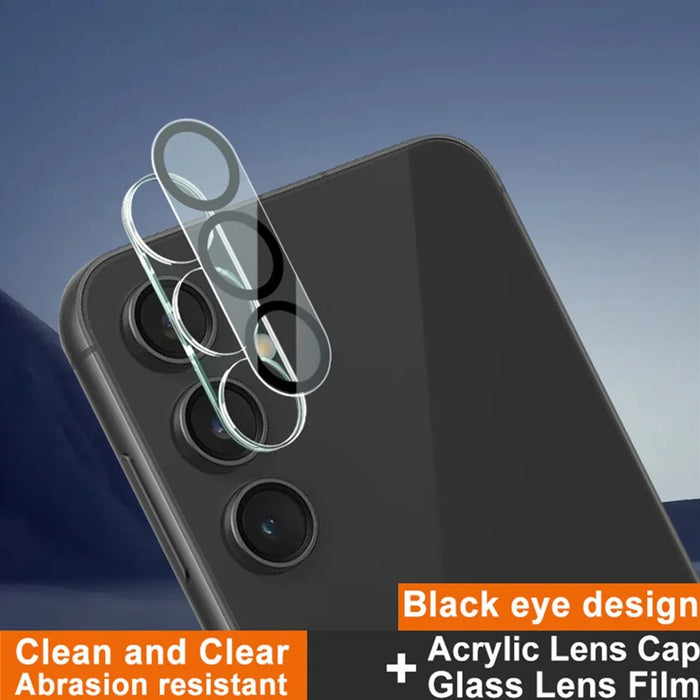 IMAK For Samsung Galaxy S23 FE Tempered Glass Camera Lens Protector + Acrylic Lens Cap (Black Circle Design) - 2