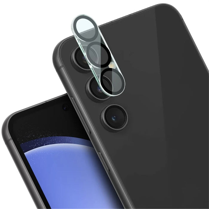 IMAK For Samsung Galaxy S23 FE Tempered Glass Camera Lens Protector + Acrylic Lens Cap (Black Circle Design) - 5