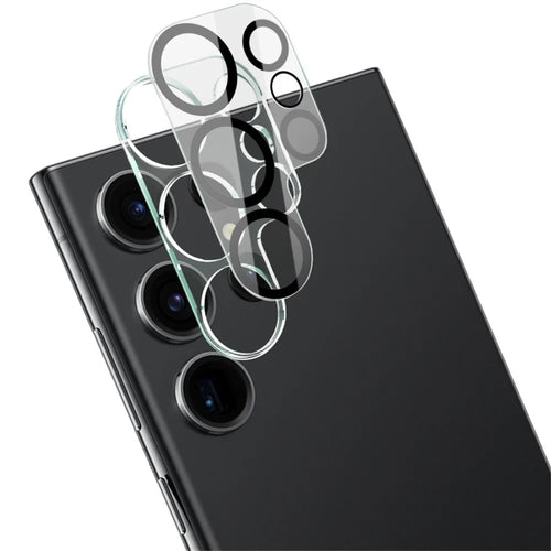 IMAK For Samsung Galaxy S23 Ultra Tempered Glass Camera Lens Protector + Acrylic Lens Cap (Black Circle Design) - 1
