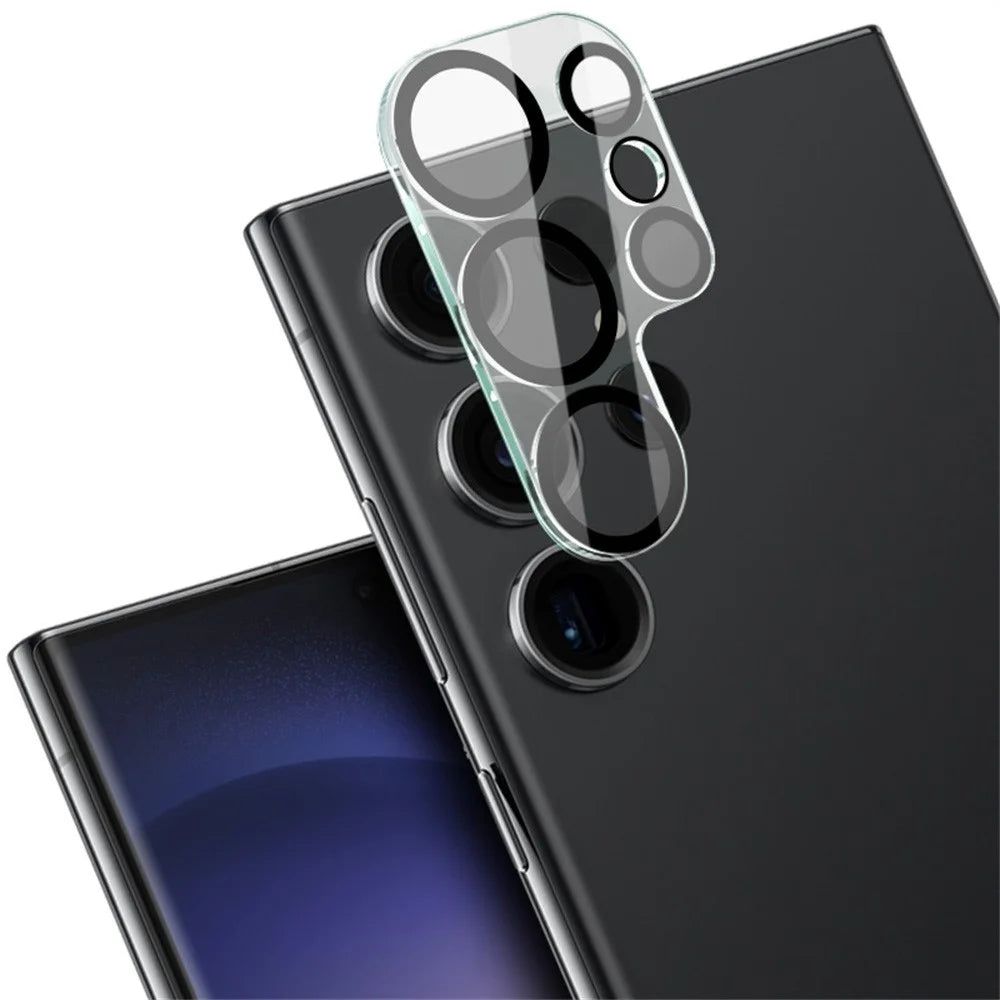 IMAK For Samsung Galaxy S23 Ultra Tempered Glass Camera Lens Protector + Acrylic Lens Cap (Black Circle Design) - 5