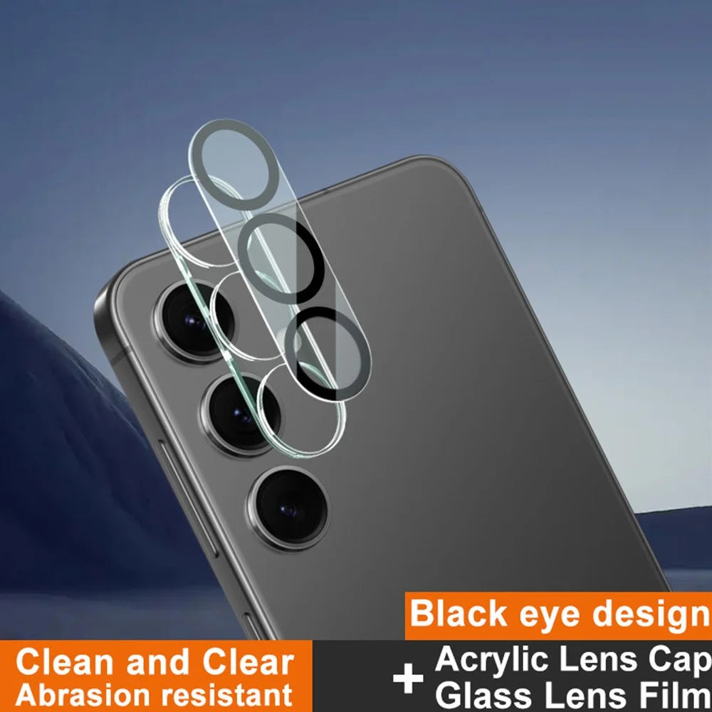 IMAK For Samsung Galaxy S24 Tempered Glass Camera Lens Protector + Acrylic Lens Cap (Black Circle Design) - 2