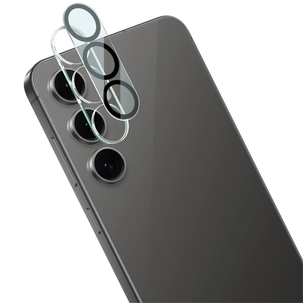 IMAK For Samsung Galaxy S24 FE Tempered Glass Camera Lens Protector + Acrylic Lens Cap (Black Circle Design) - 1
