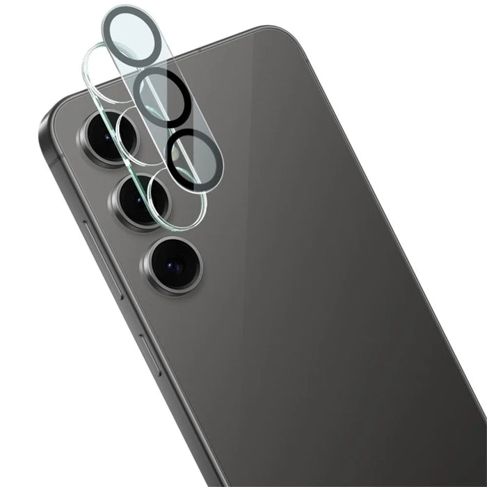 IMAK For Samsung Galaxy S24 FE Tempered Glass Camera Lens Protector + Acrylic Lens Cap (Black Circle Design) - 1
