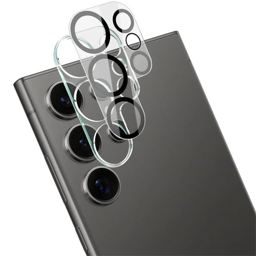 IMAK For Samsung Galaxy S24 Ultra Tempered Glass Camera Lens Protector + Acrylic Lens Cap (Black Circle Design) - 1