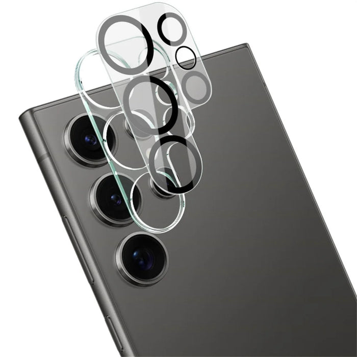 IMAK For Samsung Galaxy S24 Ultra Tempered Glass Camera Lens Protector + Acrylic Lens Cap (Black Circle Design) - 1