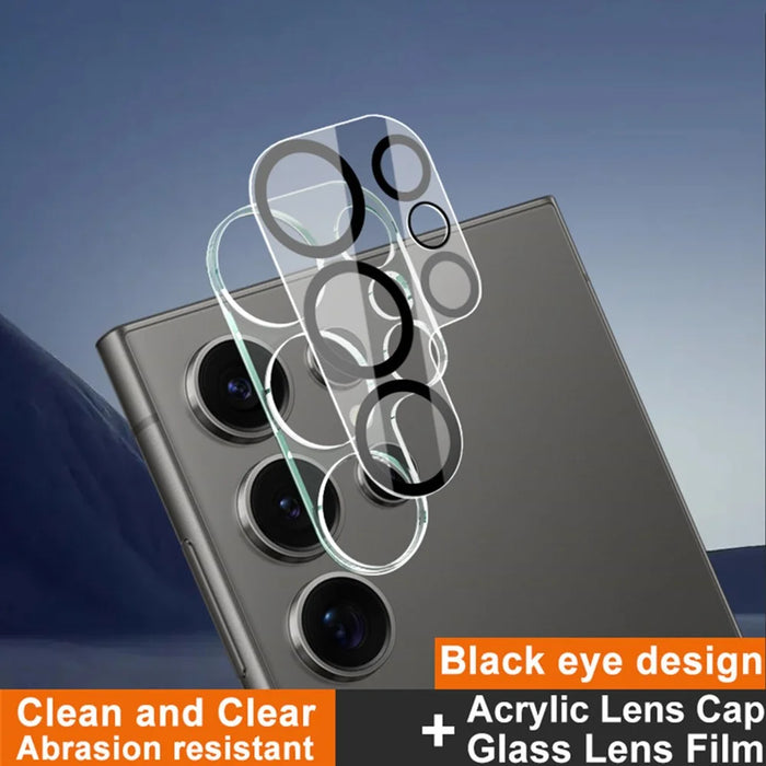 IMAK For Samsung Galaxy S24 Ultra Tempered Glass Camera Lens Protector + Acrylic Lens Cap (Black Circle Design) - 2