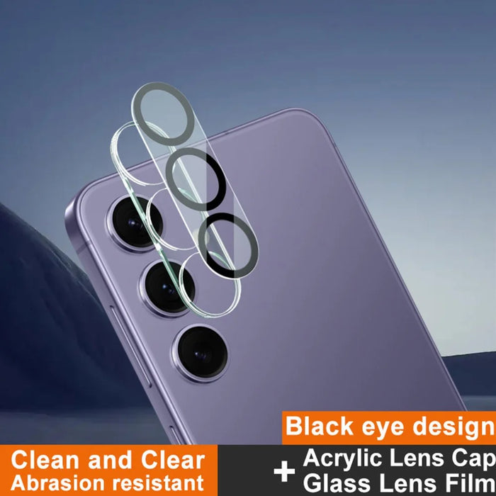 IMAK For Samsung Galaxy S25+ Tempered Glass Camera Lens Protector + Acrylic Lens Cap (Black Circle Design) - 2