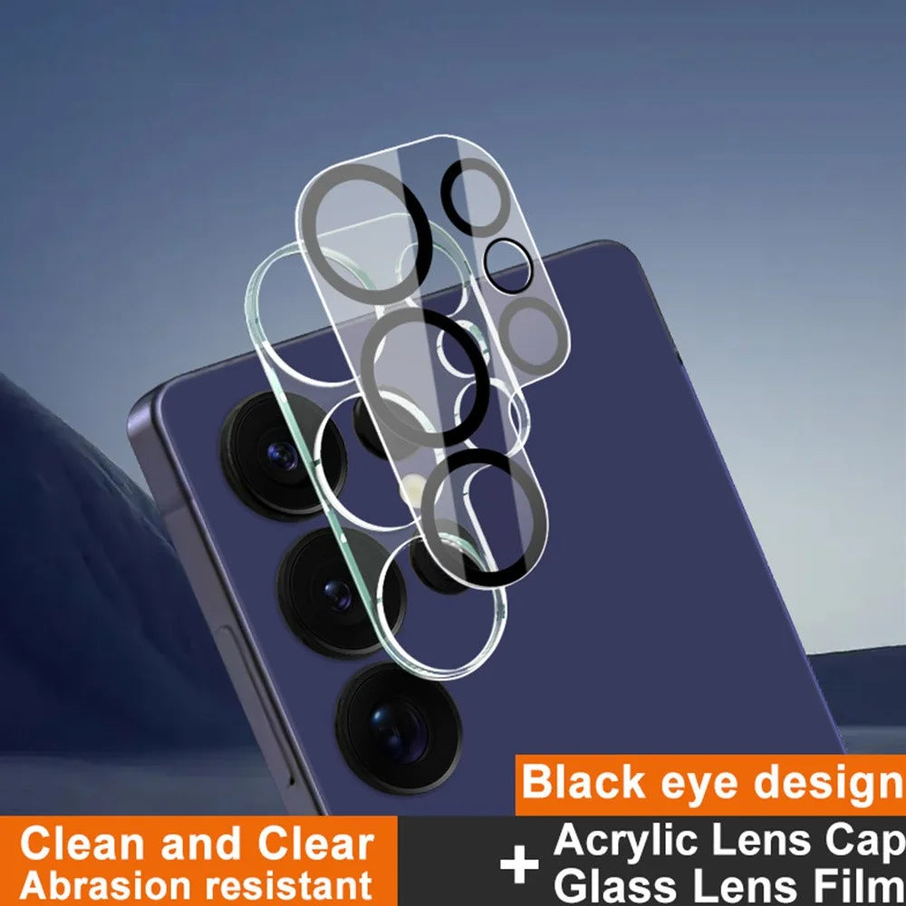 IMAK For Samsung Galaxy S25 Ultra Tempered Glass Camera Lens Protector + Acrylic Lens Cap (Black Circle Design) - 2