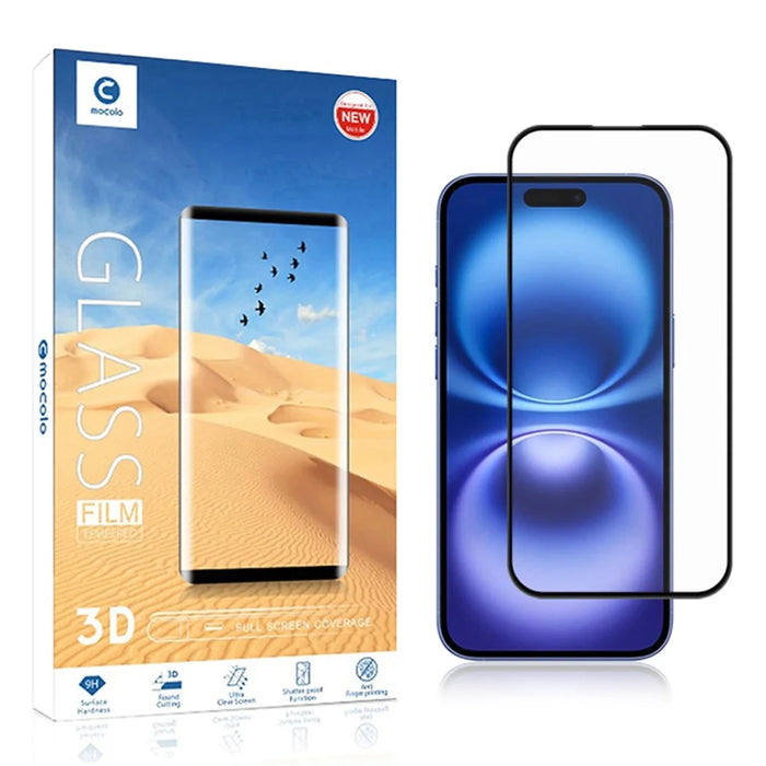 MOCOLO For iPhone 16 Screen Protector 3D Curved Tempered Glass HD Clear Full Glue Film - 6