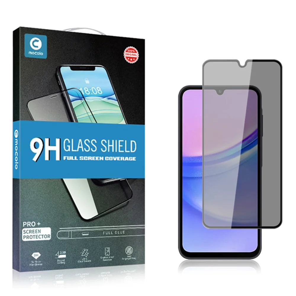 Bulk Purchasing MOCOLO Screen Protector For Samsung Galaxy A15 4G / 5G / A25 5G (Global) Anti Spy Silk Printing Tempered Glass Film - Black - 5